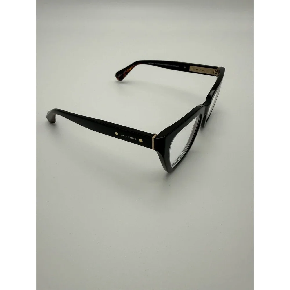 AllSaints ALS1018 001 Eyeglasses Frames 52-20 Black Cat Eye Gold w/ Case